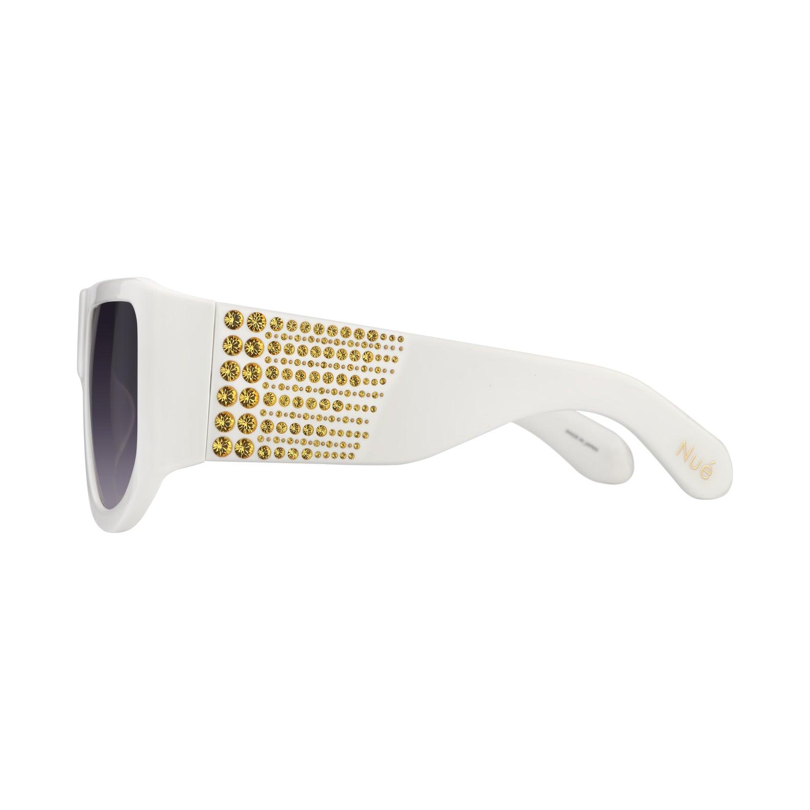 Nué Studio - IT GIRL SUNGLASSES IN WHITE WITH CRYSTALS - SAMPLE SALE LONDON 