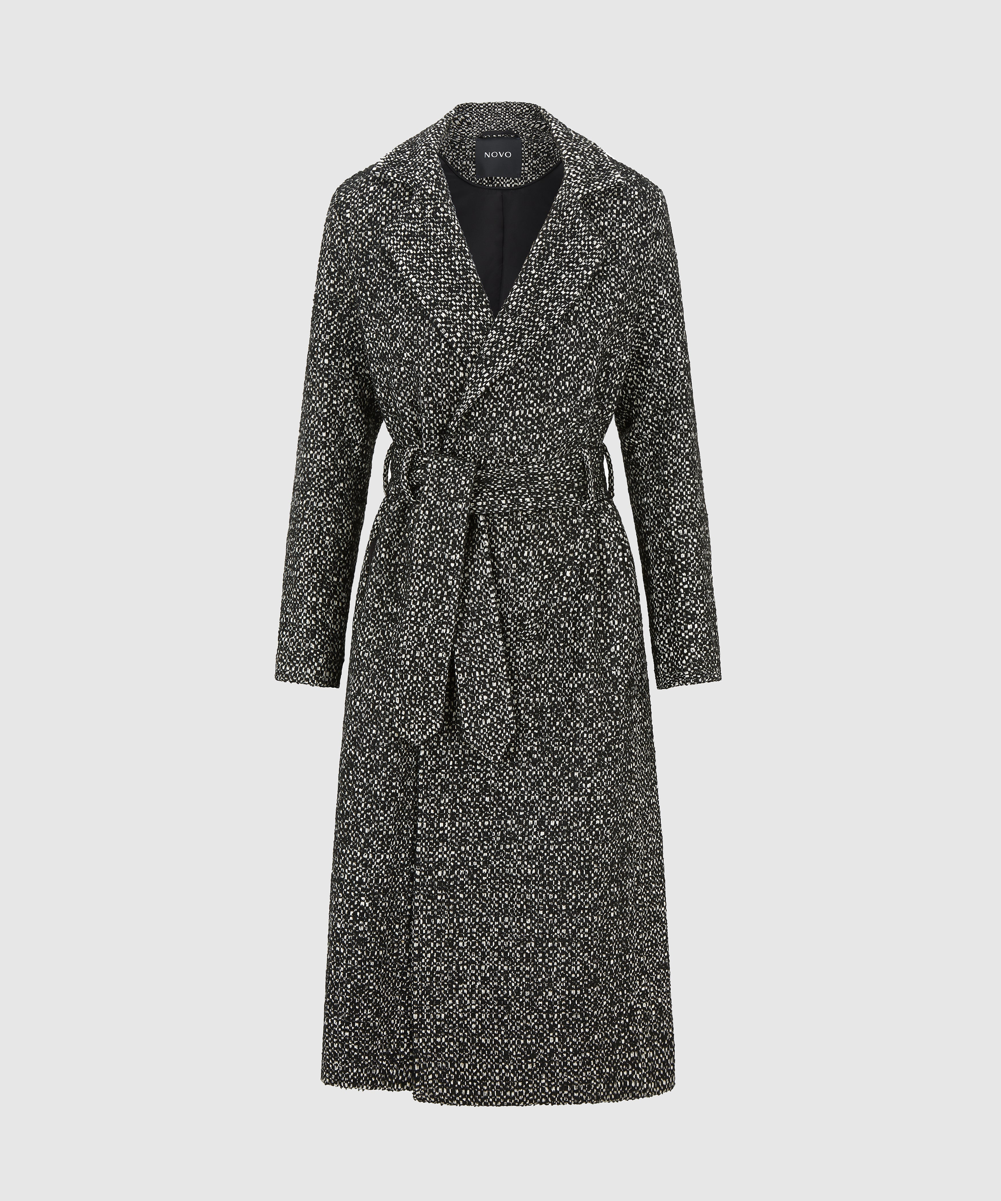 Oversized Wool Blend Belted Coat With Batwing sleeve