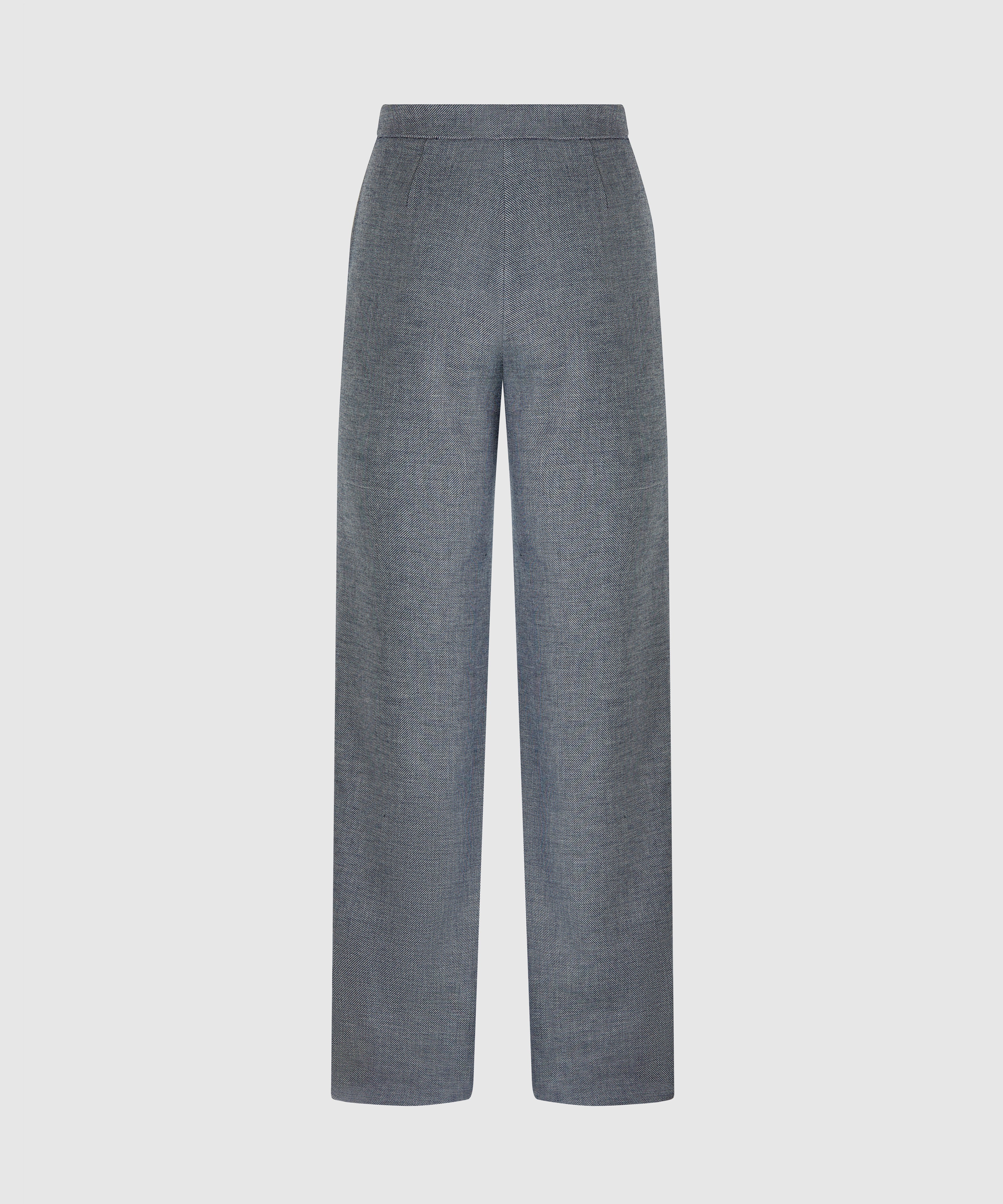 High Waisted Wool Blend Wide Leg Tailored Trouser