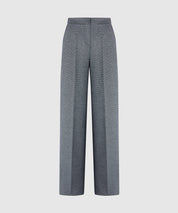 High Waisted Wool Blend Wide Leg Tailored Trouser