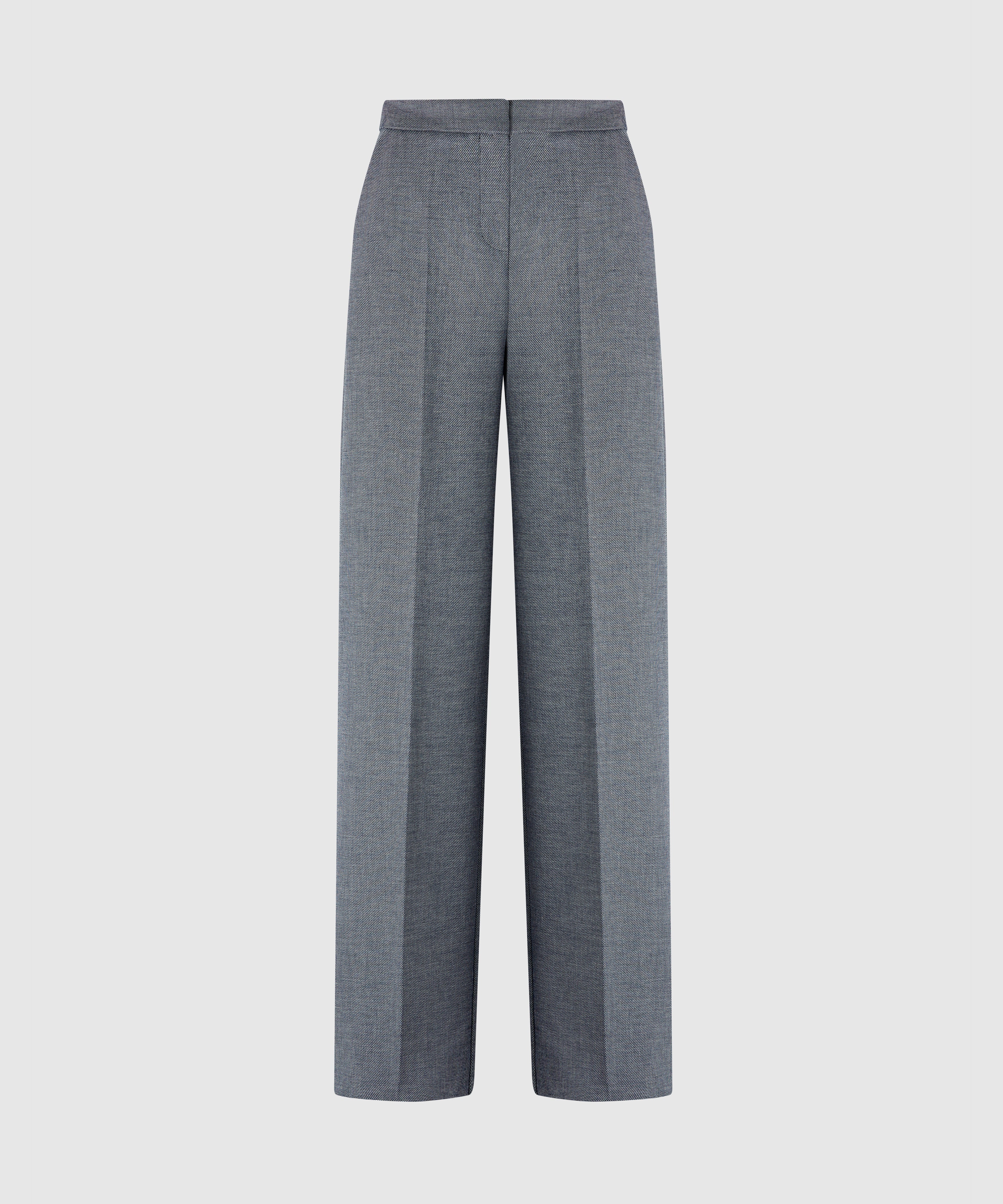 High Waisted Wool Blend Wide Leg Tailored Trouser