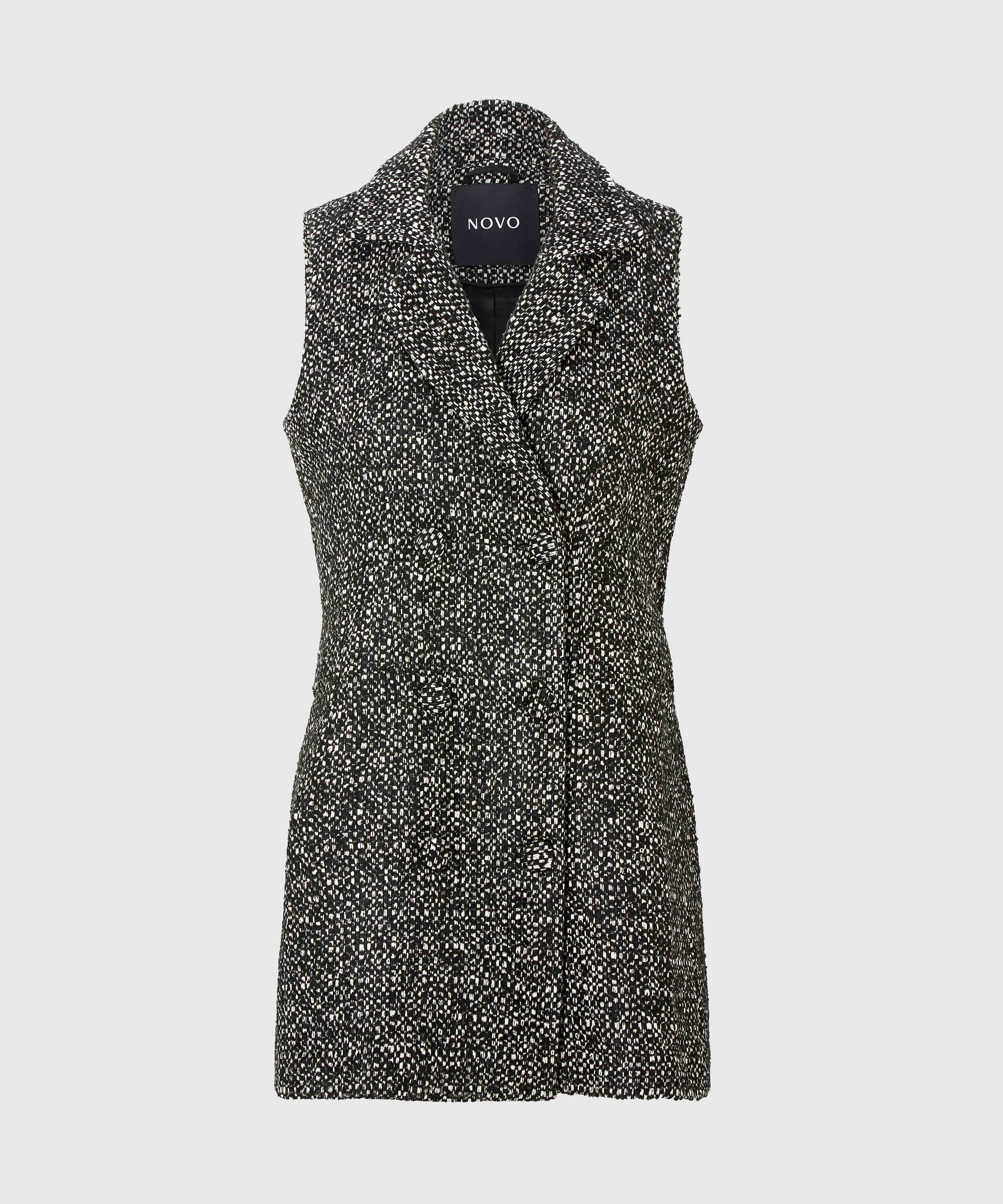 2 in 1 Sleeveless A-line Wool Mix Waistcoat Dress