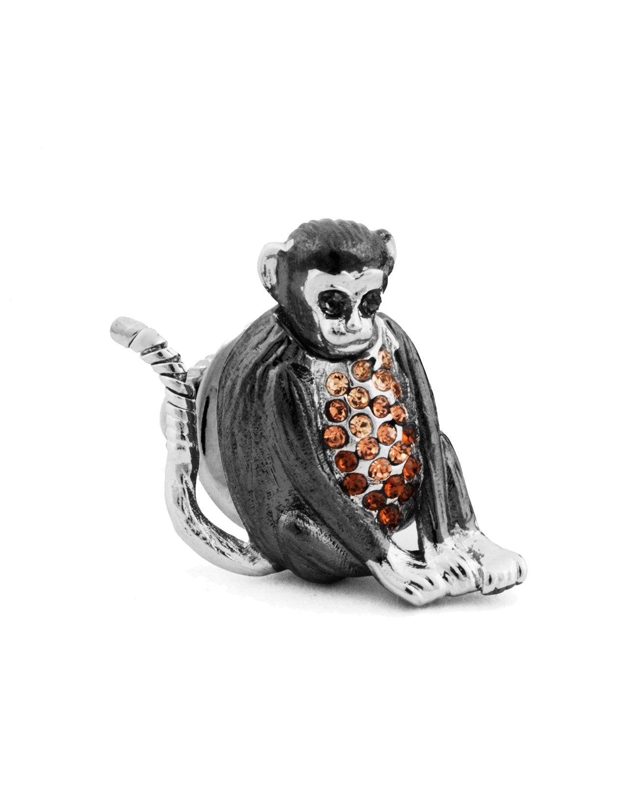 Mechanical Monkey Gunmetal Pin in Brown