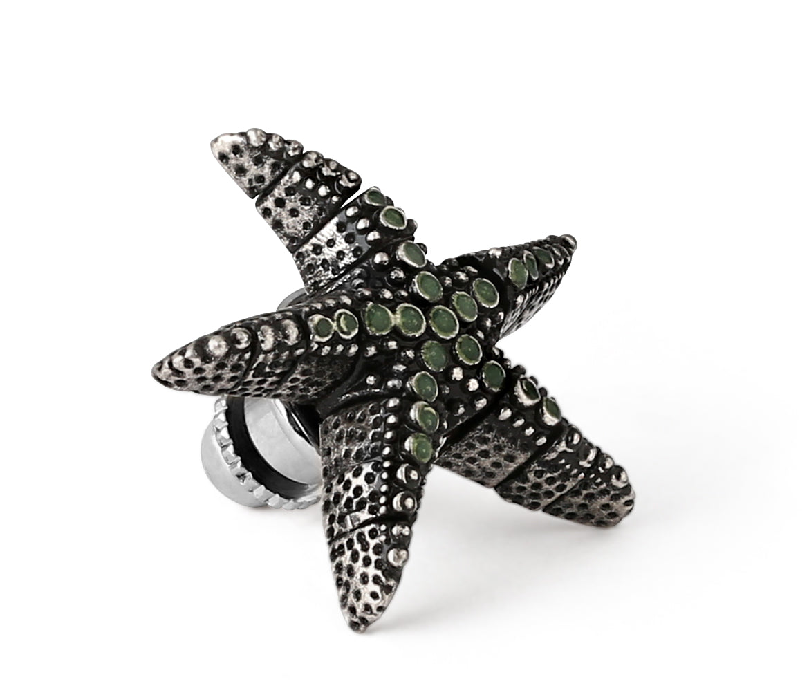 Tateossian Antique Starfish Pin in Oxidised Finish