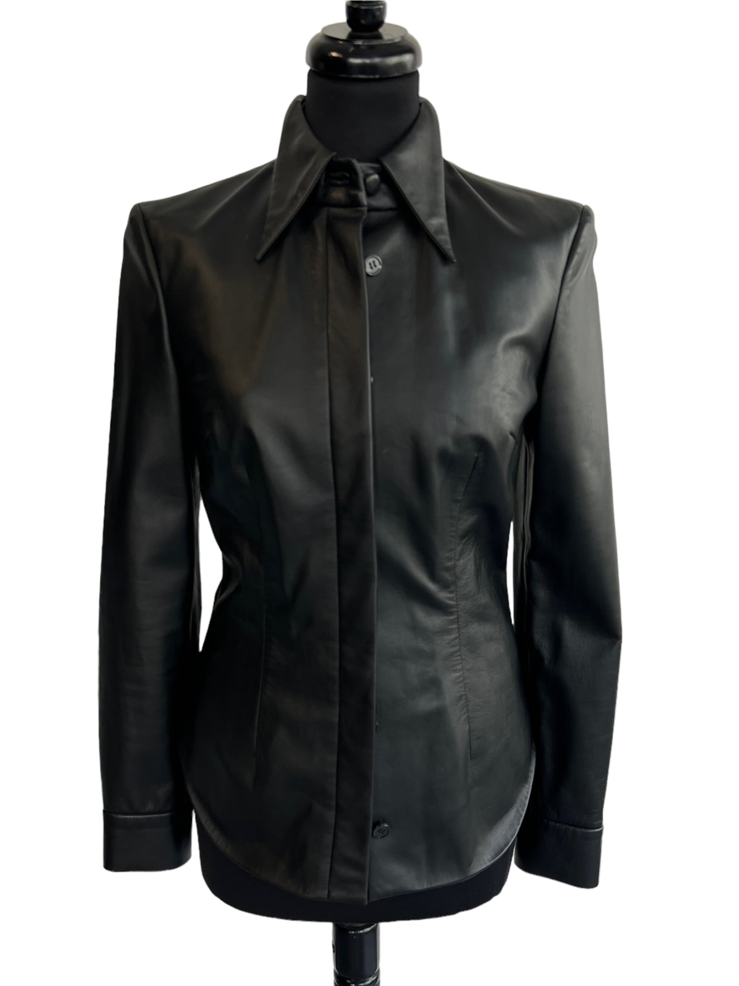 PRITCH London - Leather Shirt Black - Size XS