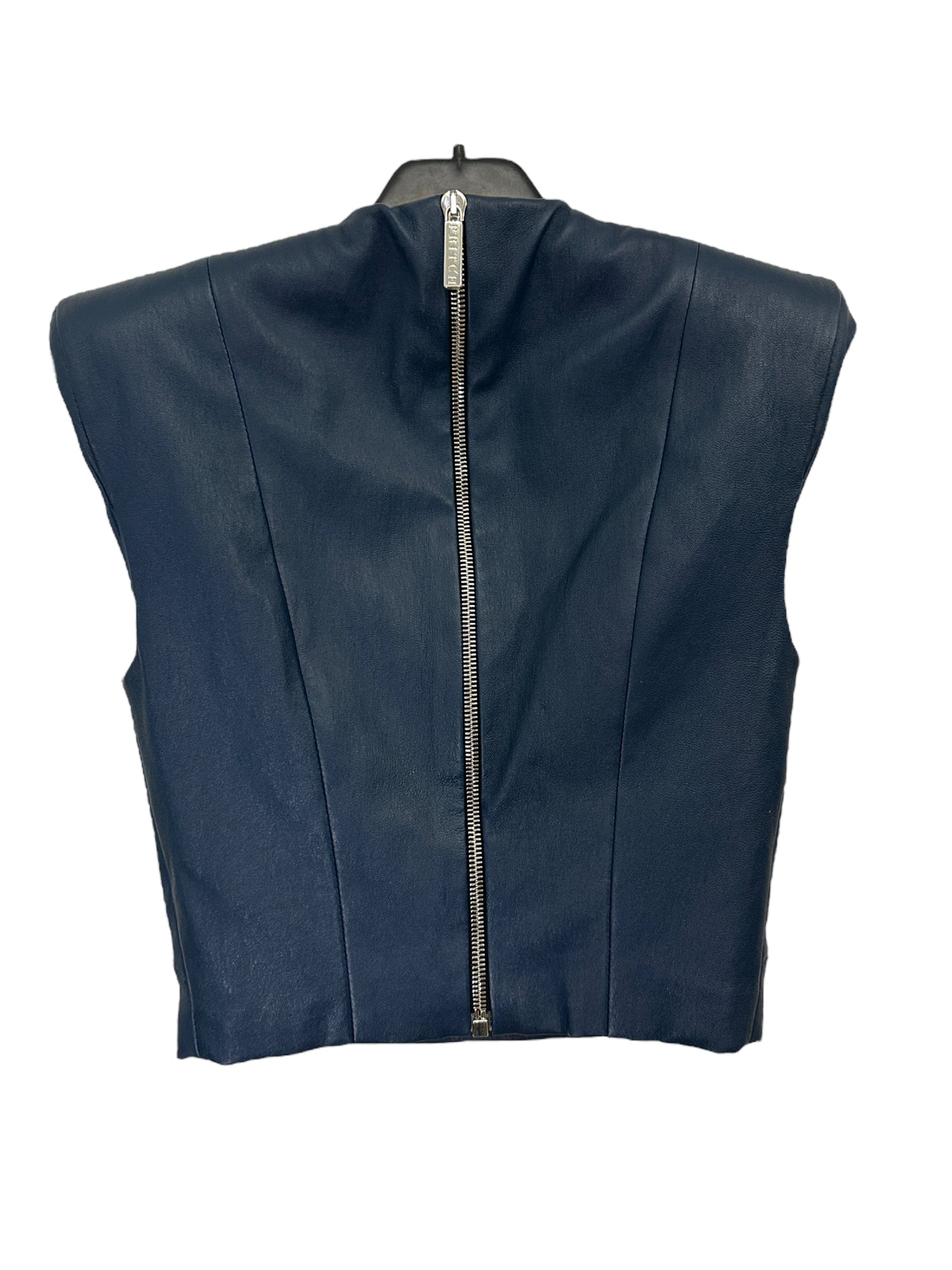 PRITCH LONDON Leather Crop Top in Navy- Size 8