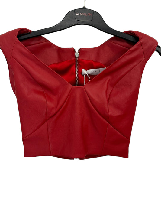 PRITCH LONDON Leather Crop Top - Size 8 RED