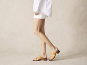 Plume Hi Sandal in Orange Matt Calf and Copper Translucent Kidskin