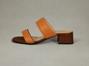 Plume Hi Sandal in Orange Matt Calf and Copper Translucent Kidskin