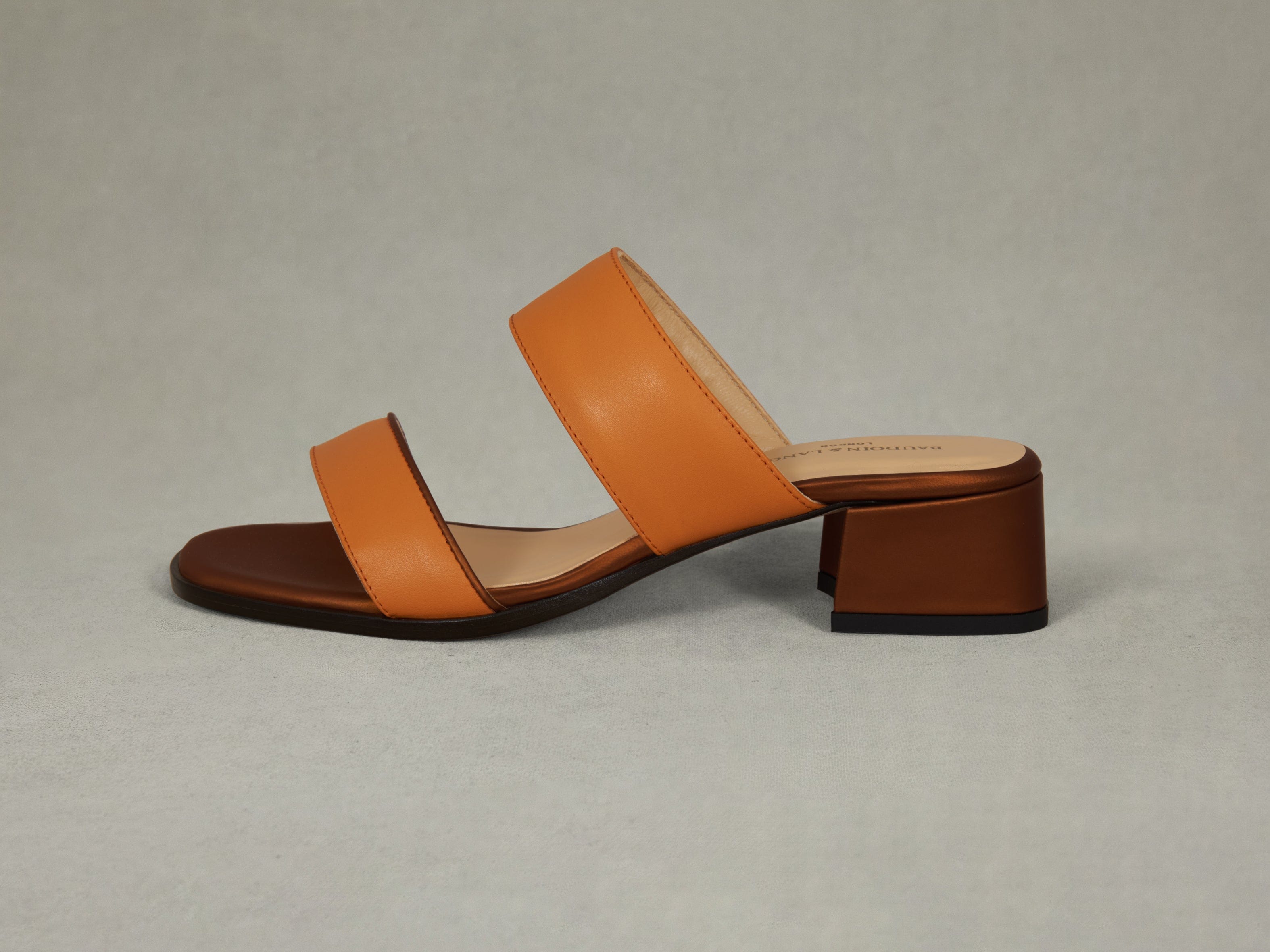 Plume Hi Sandal in Orange Matt Calf and Copper Translucent Kidskin