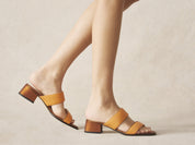 Plume Hi Sandal in Orange Matt Calf and Copper Translucent Kidskin