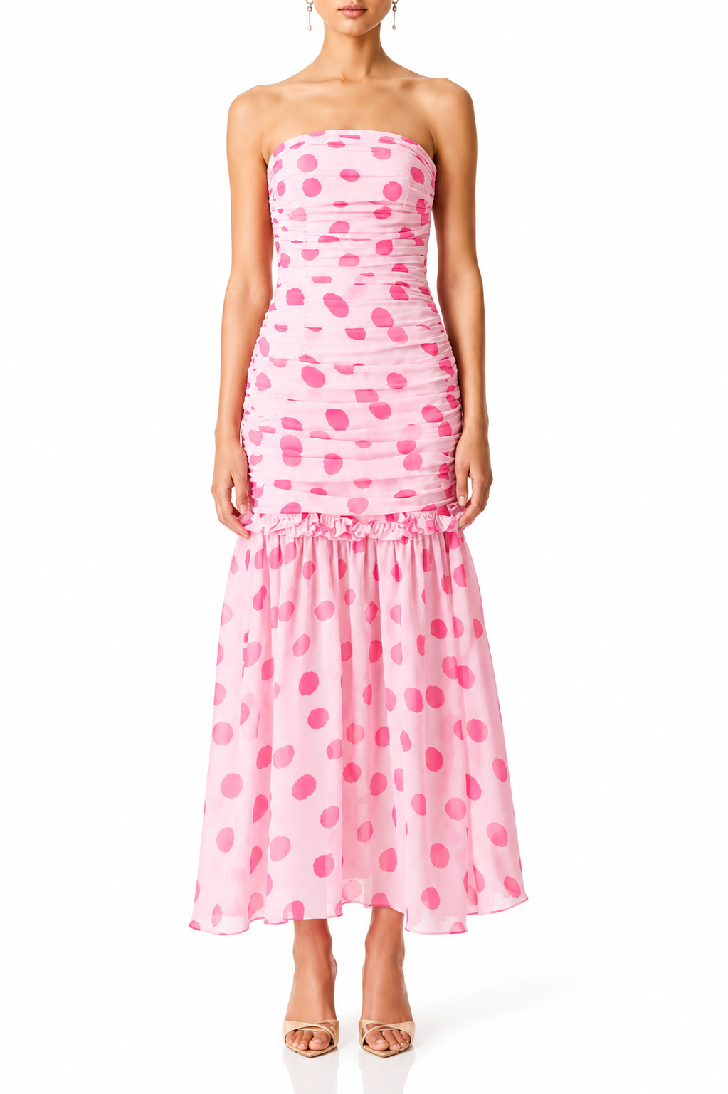 Elliatt Sola Dress - Pink Polka Dot Size S/UK8
