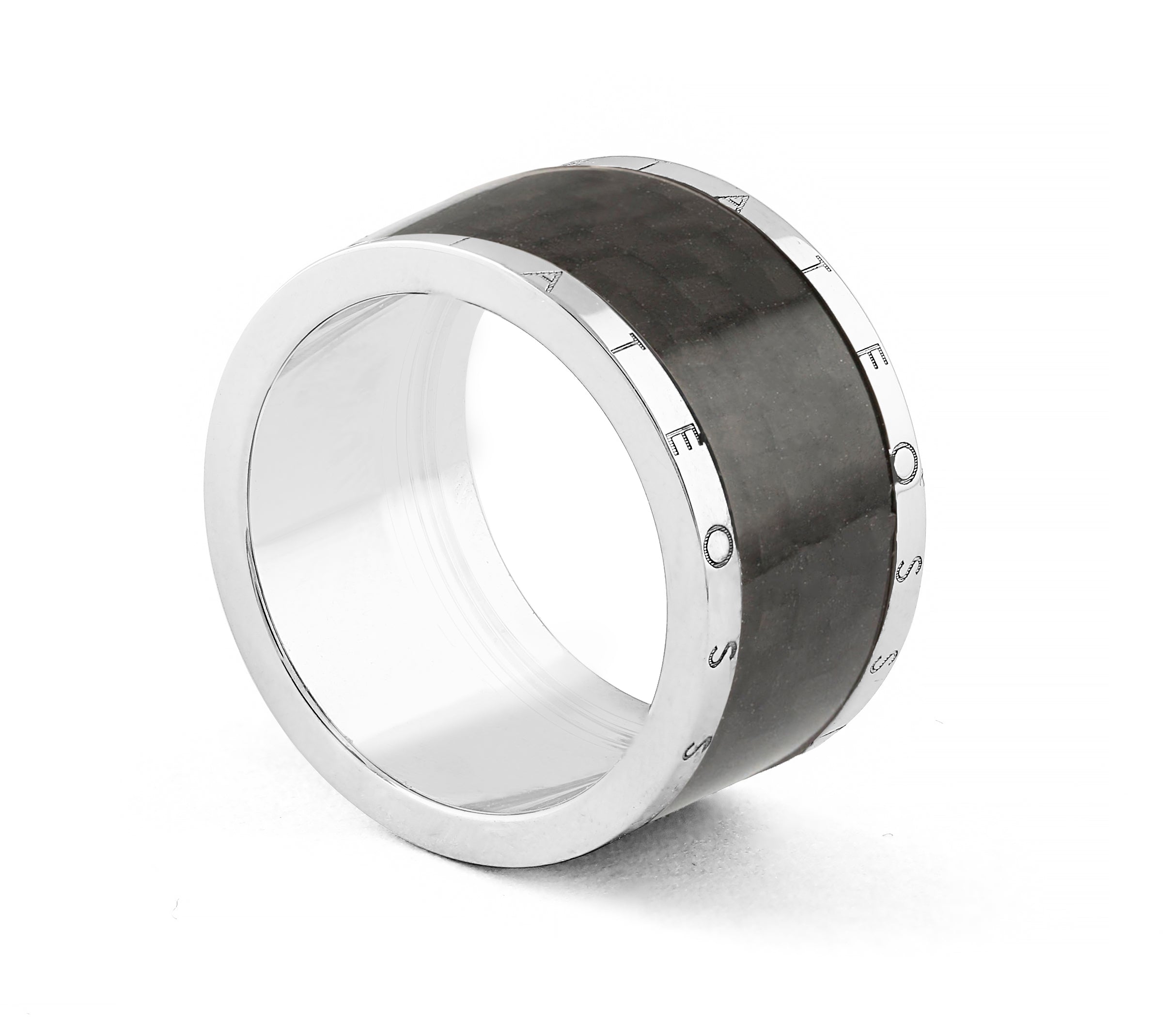 Carbon Fibre Silver Ring