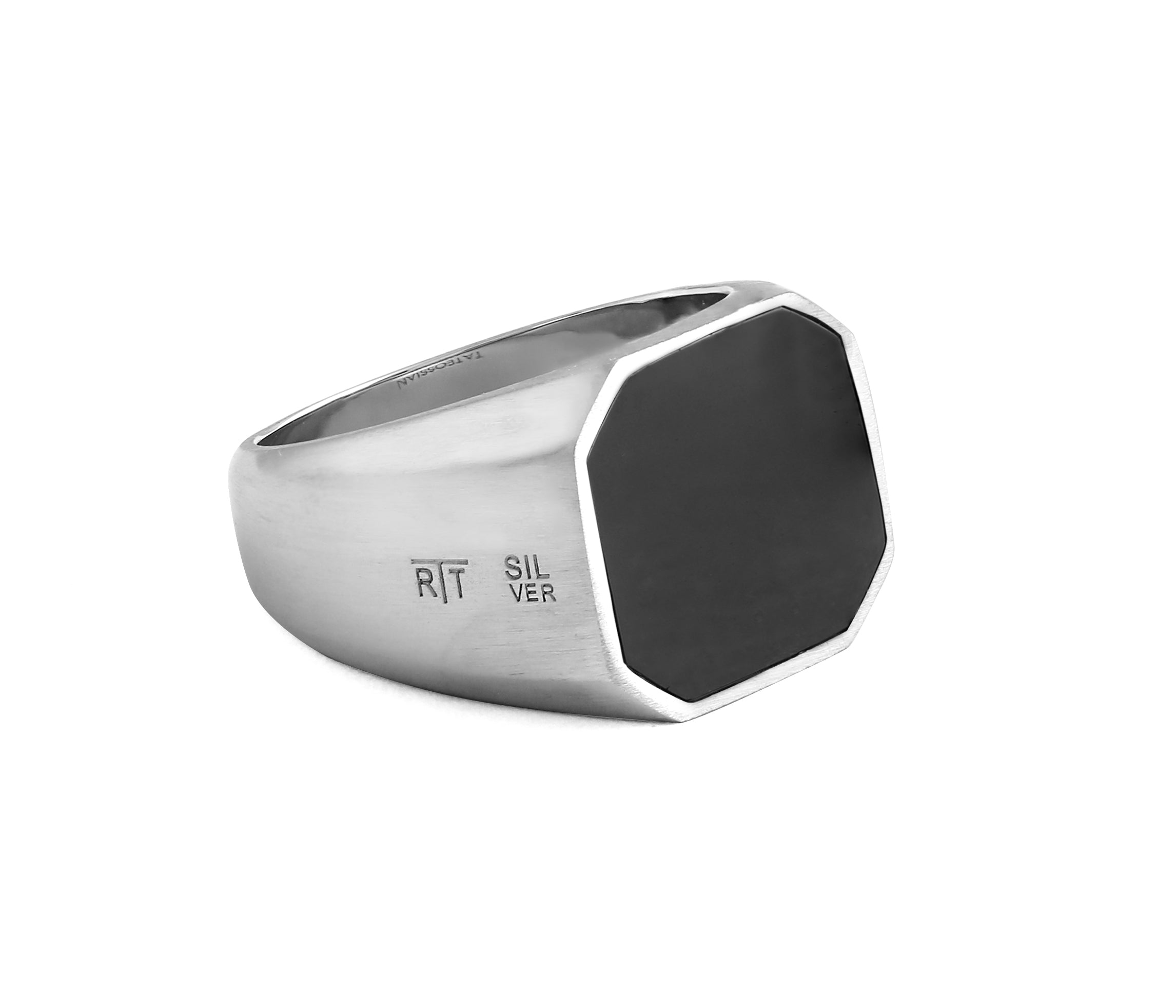 Signet Silver Ring in Rhodium & Black Rhodium