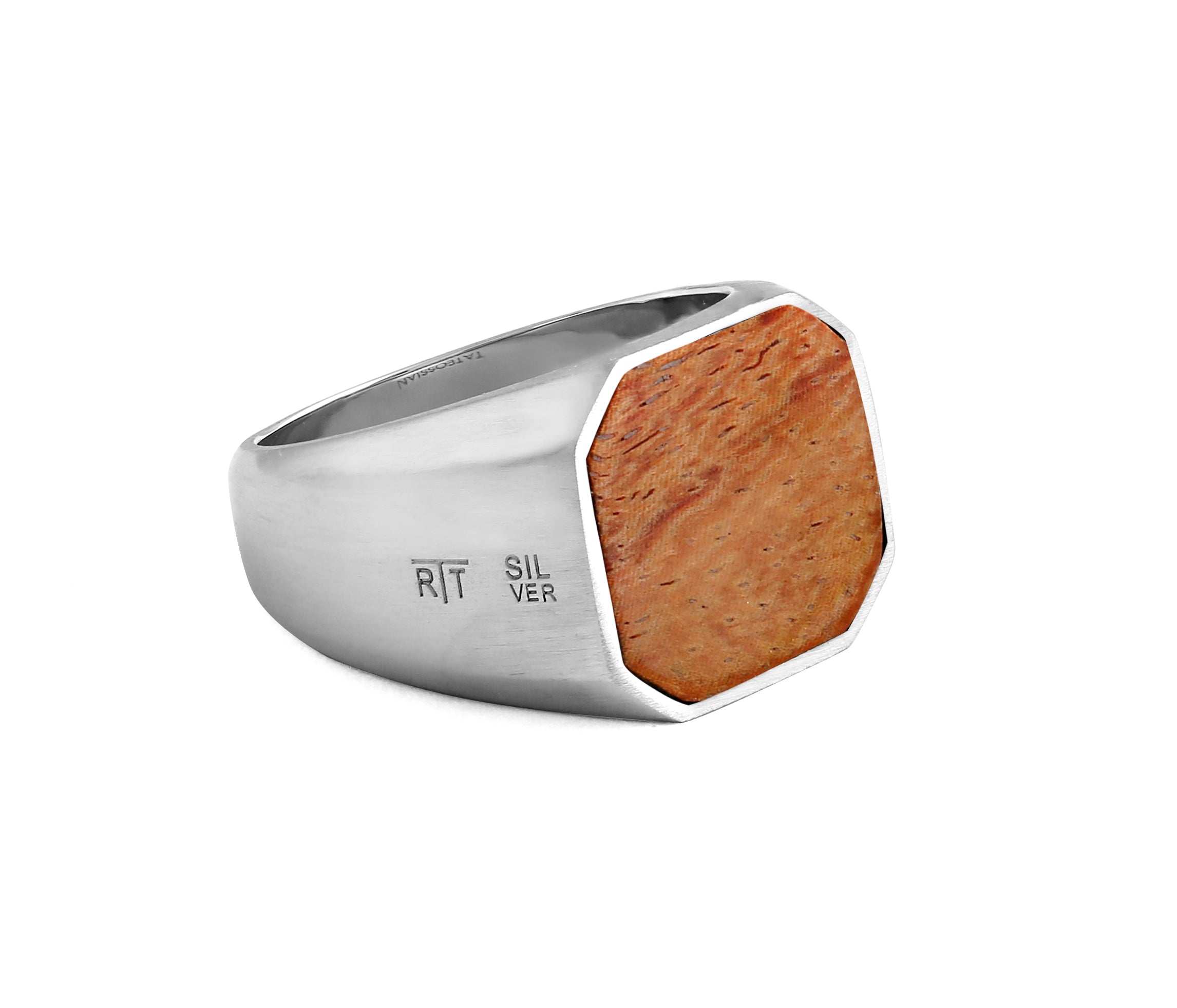 Signet Silver Ring in Lightwood