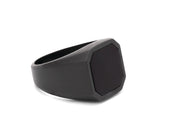 Tateossian Ceramic Signet Ring with Onyx (M Size)