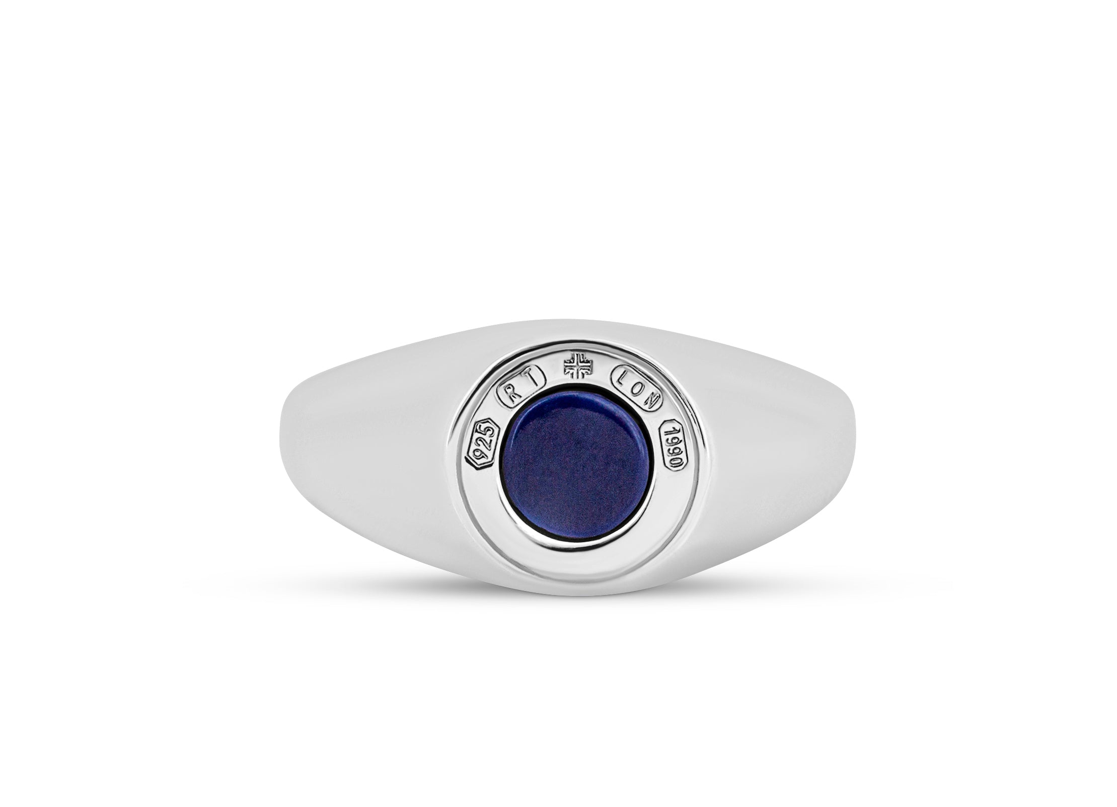 Tateossian Signature Lock Ring with Blue Lapis in Rhodium Plated Silver (S Size)