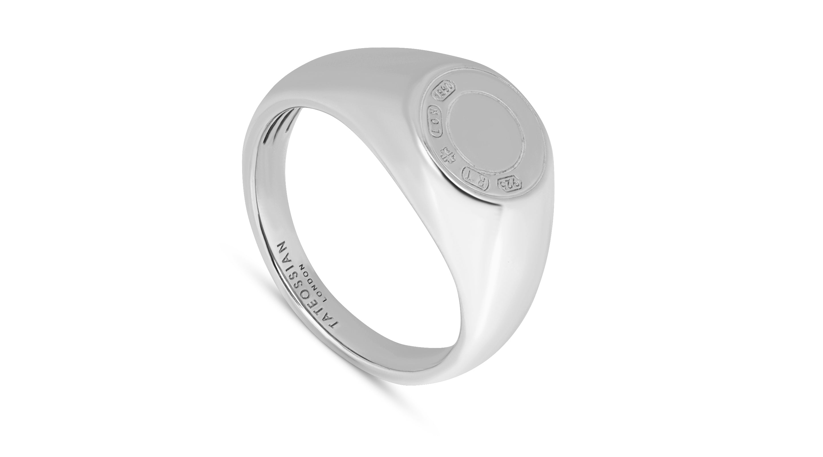 Tateossian Signature Lock Ring in Rhodium Plated Silver (L Size)