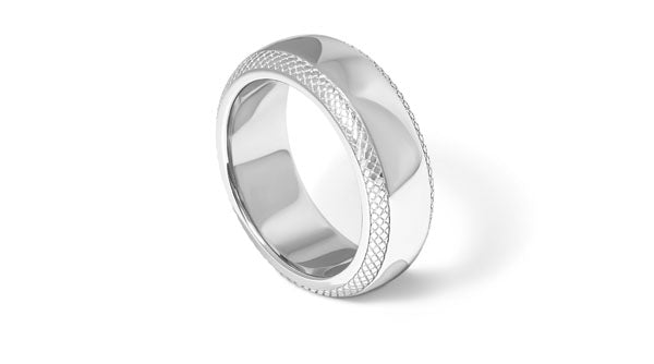 Rhodium Plated Sterling Silver Signature Band Ring