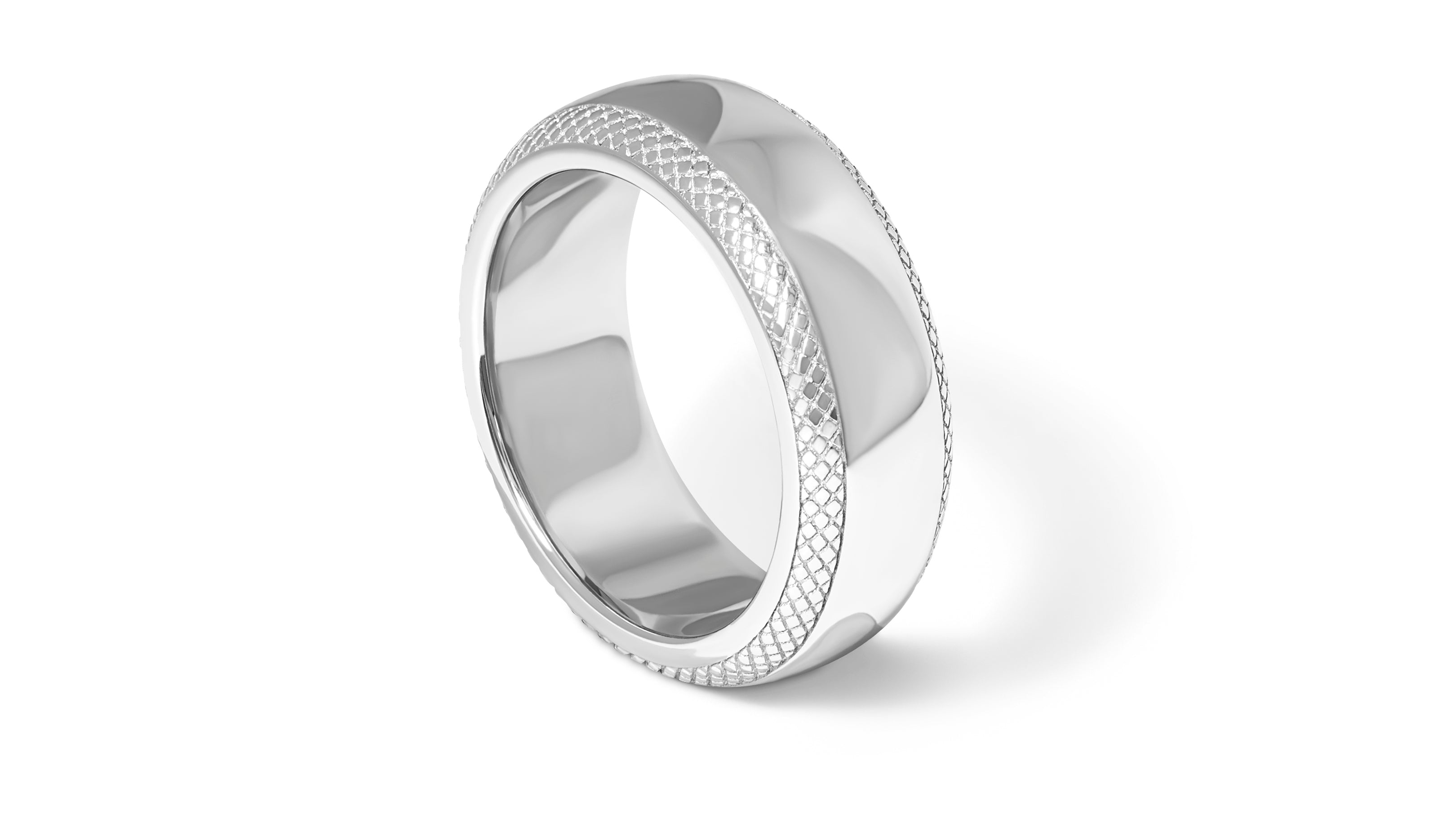 Rhodium Plated Sterling Silver Signature Band Ring
