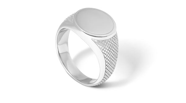 Silver Rhodium Plated Silver Signature Signet Ring