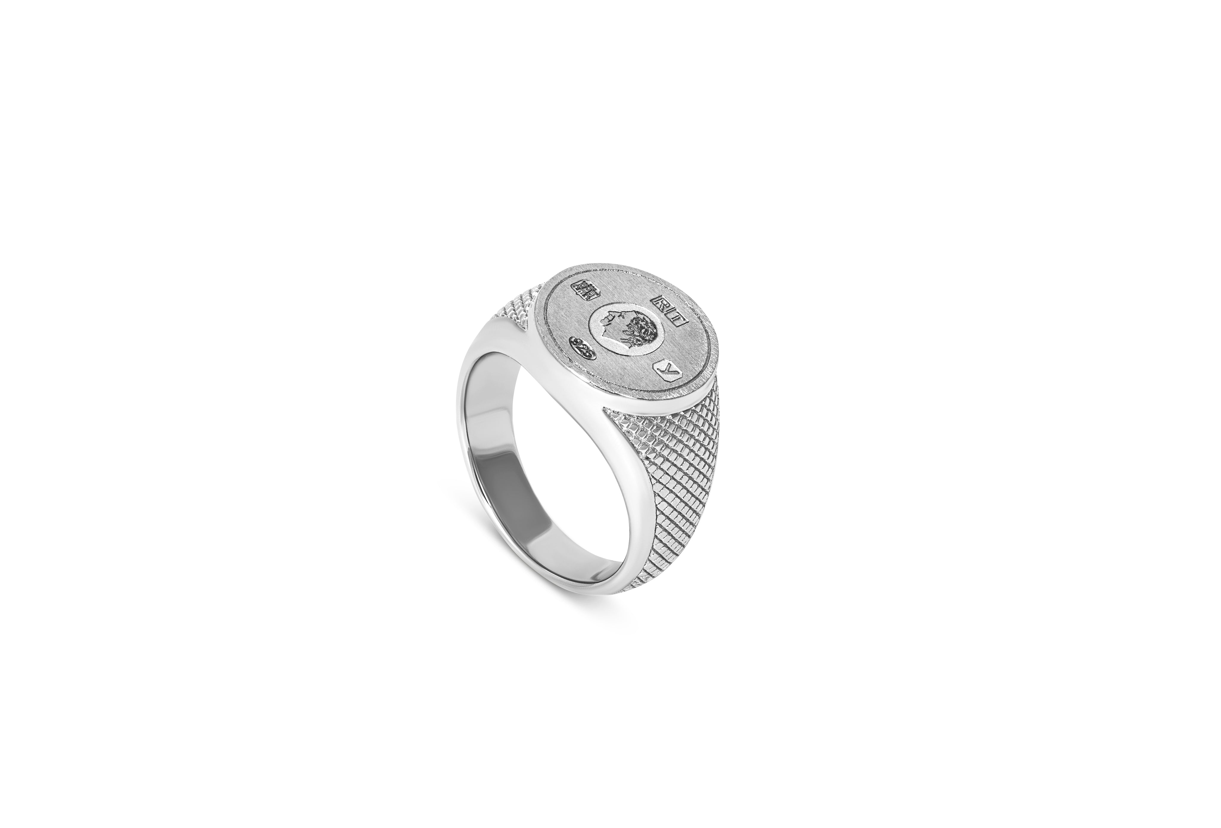 Engravable Regalia Signet Ring In Rhodium Plated Silver