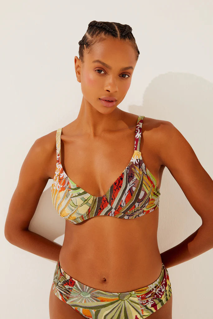 Agua de coco Palm Trees Long Strappy Bikini Top S1441B1278