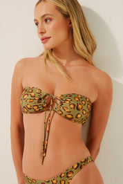 Agua de coco Polka Dot Leopard Bandeau Bikini Top With Ties S1562B1343