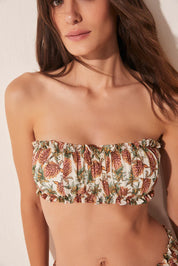 Agua de coco Pineapple Ruched Bandeau Bikini Top S1702B1584