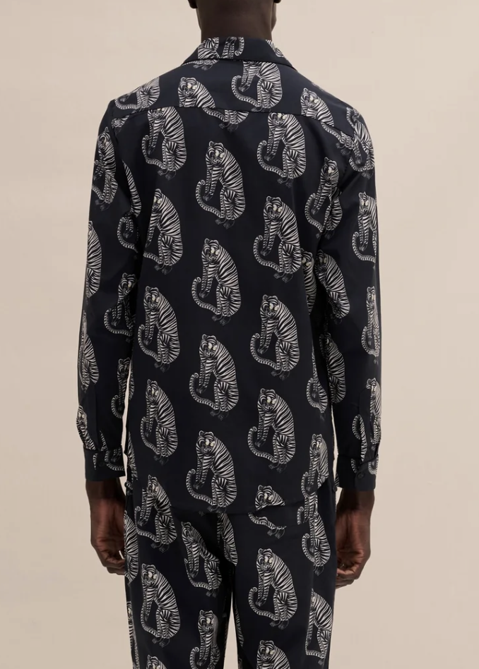 Desmond & Dempsey - SANSINDO Black Cream Men's Pyjama Shirt