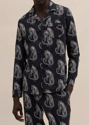 Desmond & Dempsey - SANSINDO Black Cream Men's Pyjama Shirt