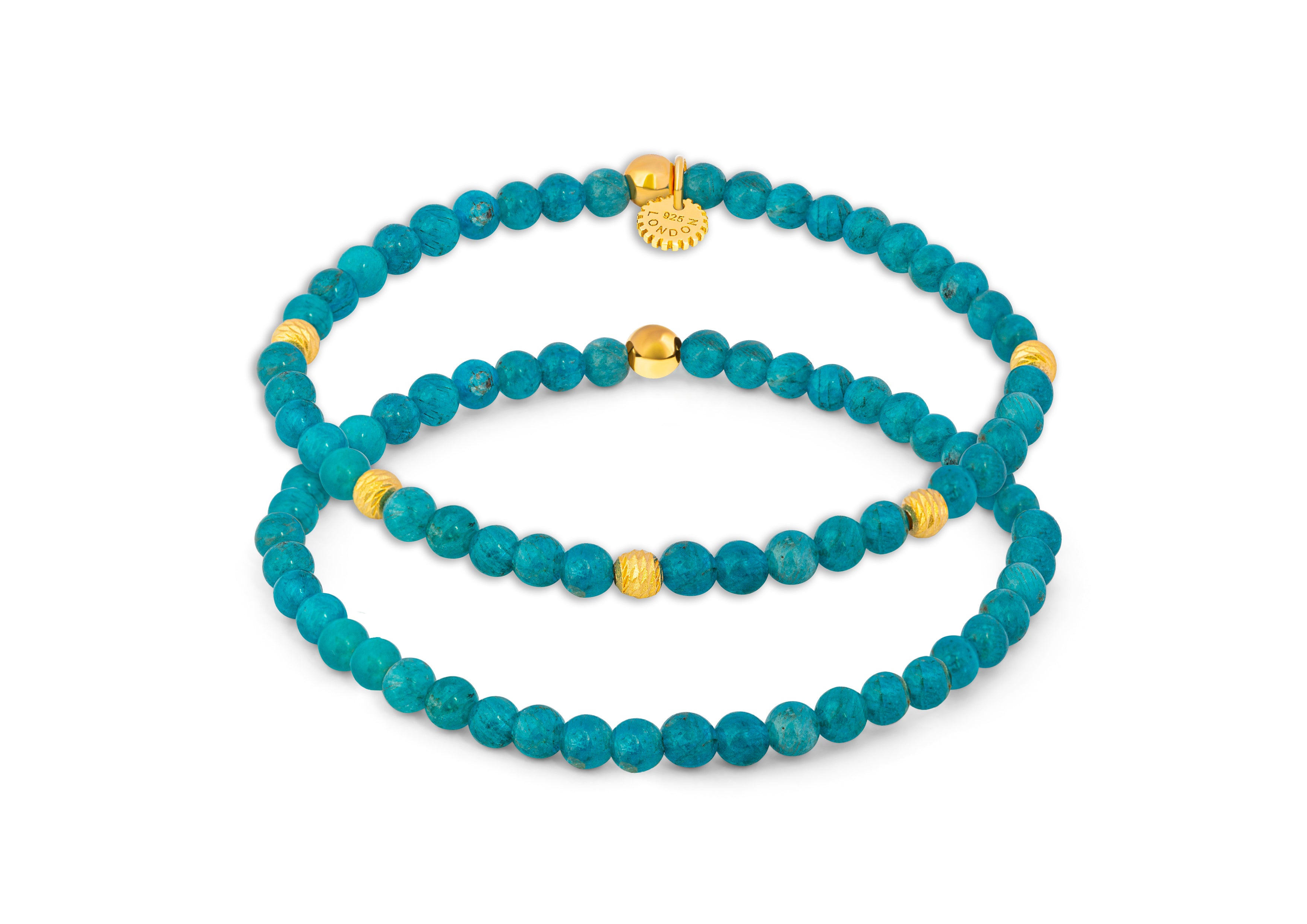Blue Yellow Gold Plated Graffiato Sennit Duo Bracelet M