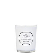A white tumbler candle with a label that reads 'PARKS Nature's Own Revitalising', indicating the fragrance family as citrus and a burn time of 48 hours.