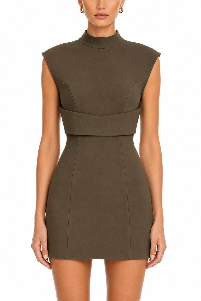 Elliatt CURAAE Sacha Mini Dress - Khaki Green Size S/UK8