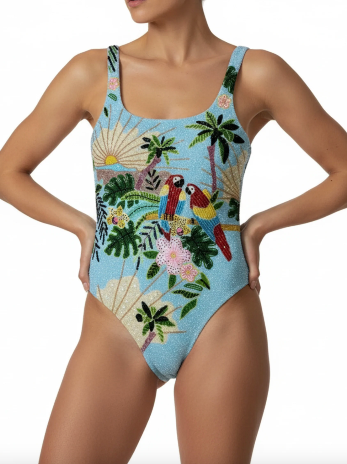 Oceanus Pandora hand-beaded swimsuit