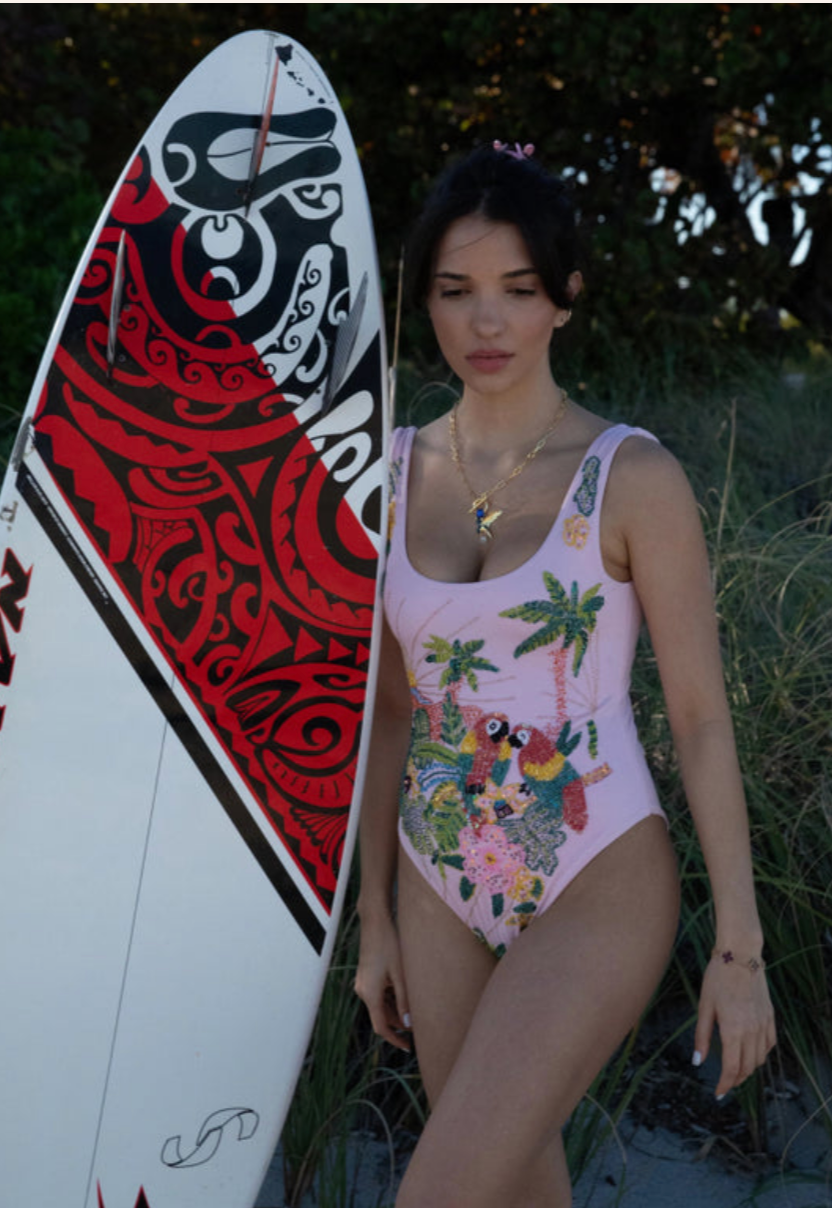 Oceanus Pandora hand-beaded swimsuit