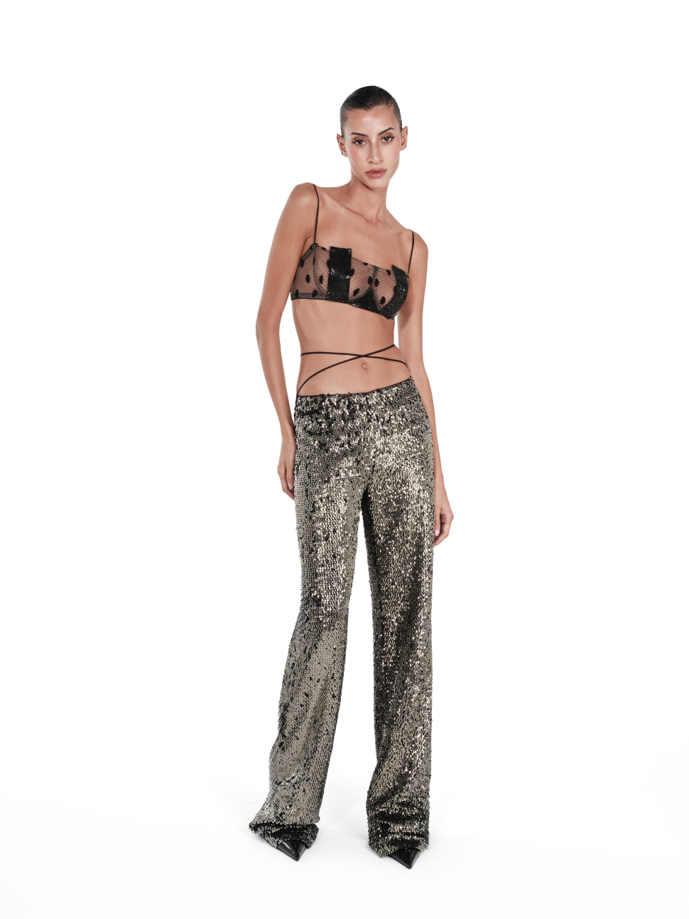 Sage Sequin Trousers Nué