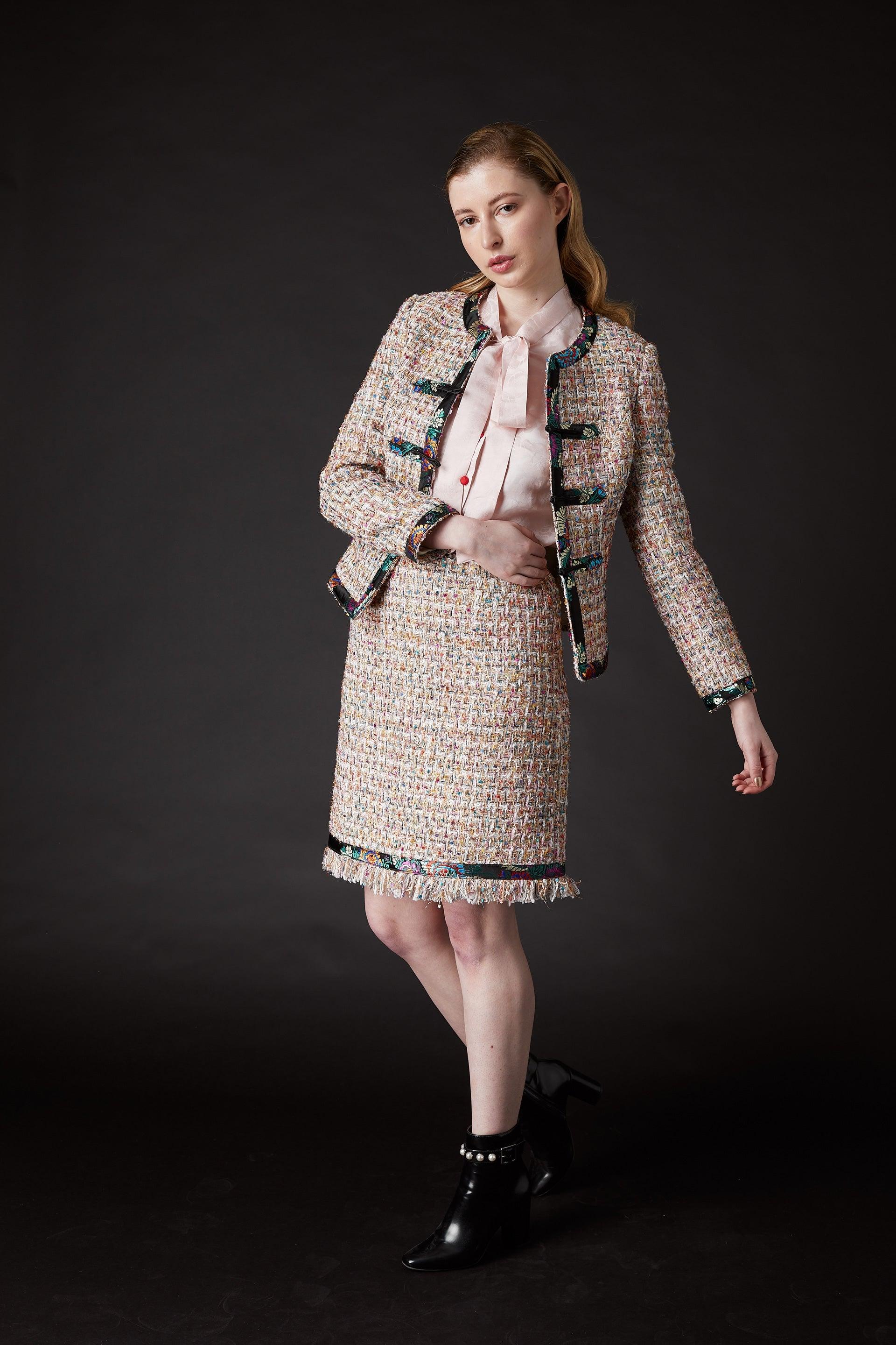 SKYLENCE - Chelsea Tang Tweed Skirt Multi - SAMPLE SALE LONDON 