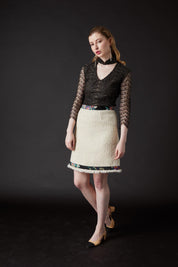 SKYLENCE - Chelsea Tang Tweed Skirt White - SAMPLE SALE LONDON 