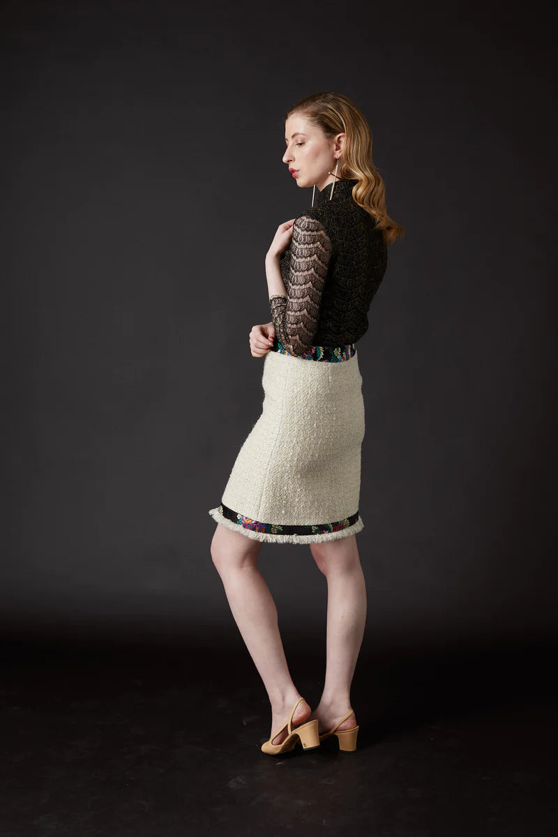 SKYLENCE - Chelsea Tang Tweed Skirt White