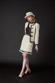 SKYLENCE - Chelsea Tang Tweed Skirt White - SAMPLE SALE LONDON 