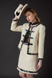 SKYLENCE - Chelsea Tang Tweed Skirt White - SAMPLE SALE LONDON 