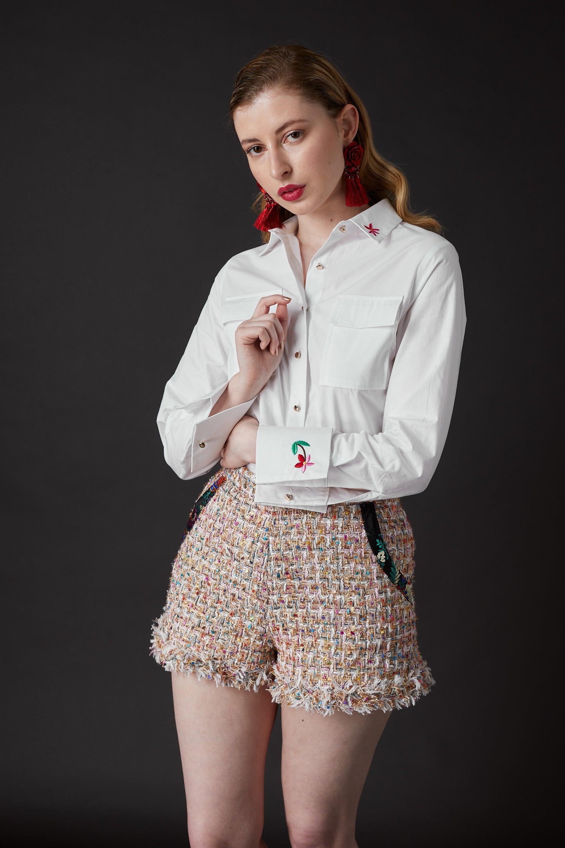 SKYLENCE - Chelsea Tang Tweed Shorts Multi - SAMPLE SALE LONDON 