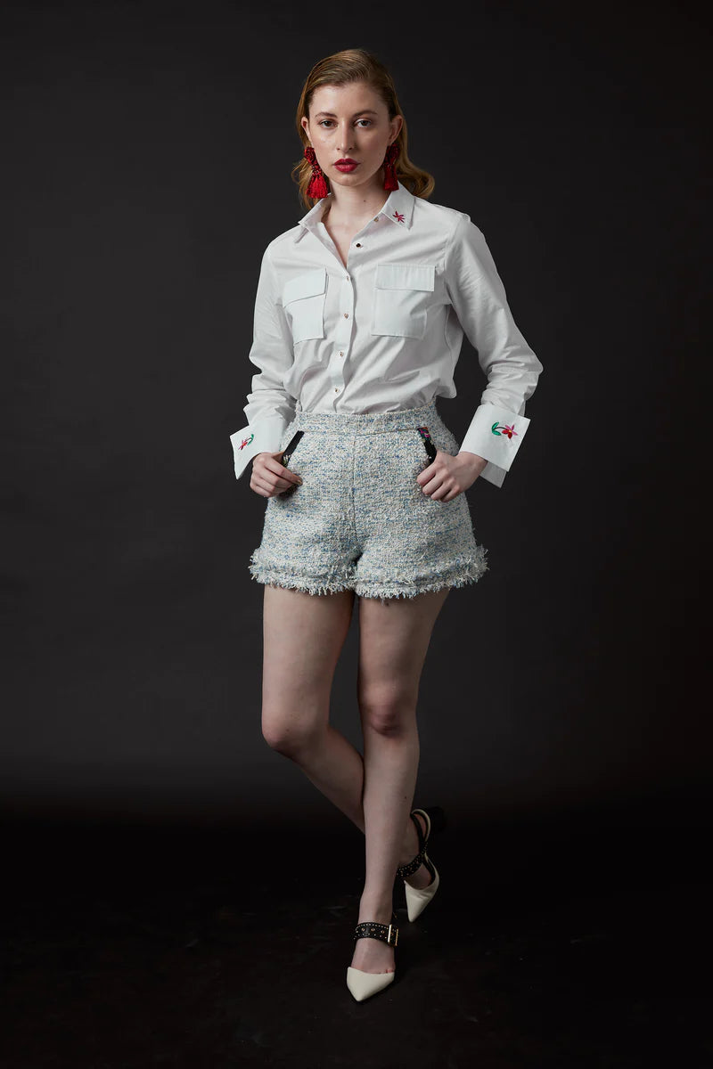 SKYLENCE - Chelsea Tang Tweed Shorts Blue