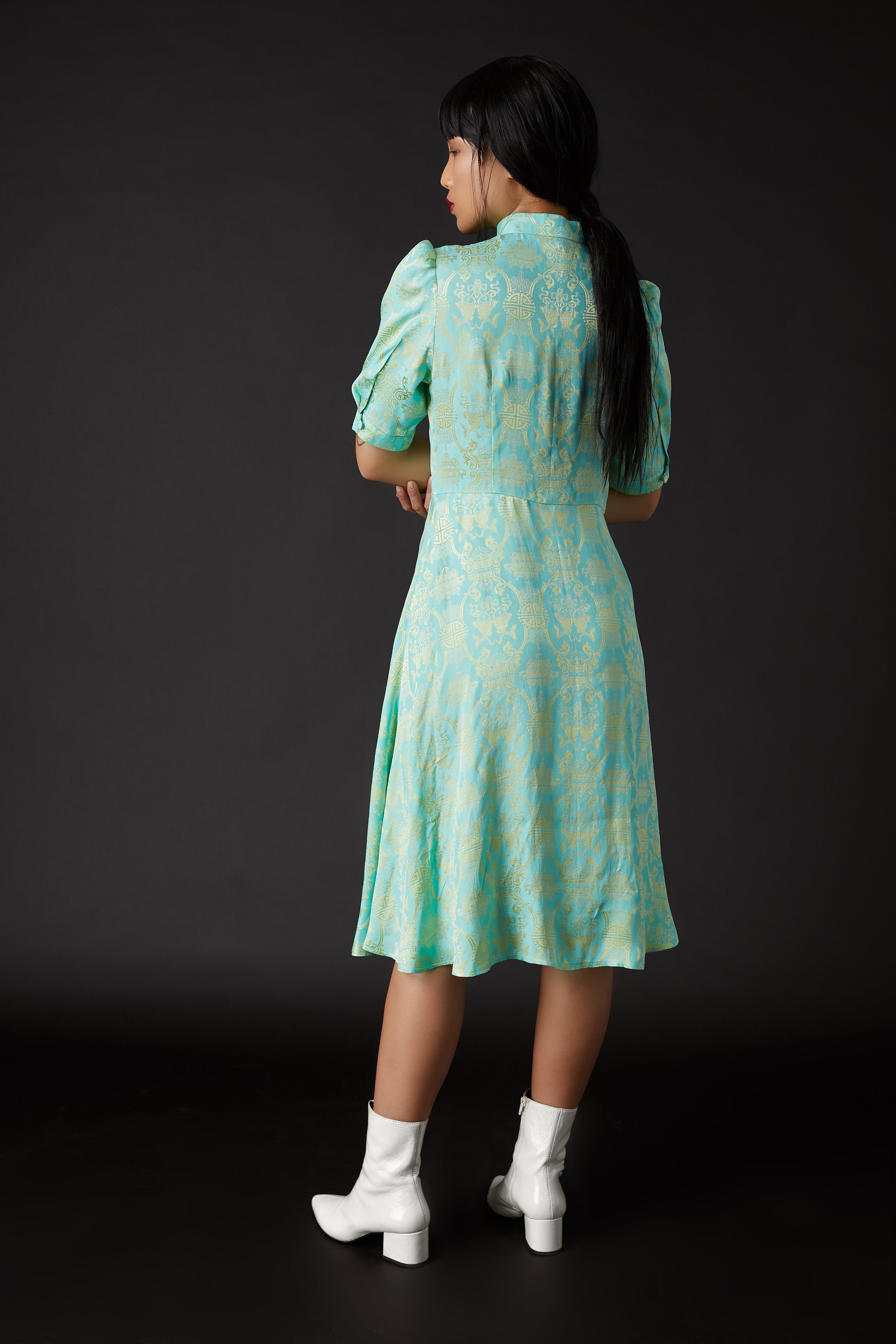 SKYLENCE - Lily Tea Dress Green