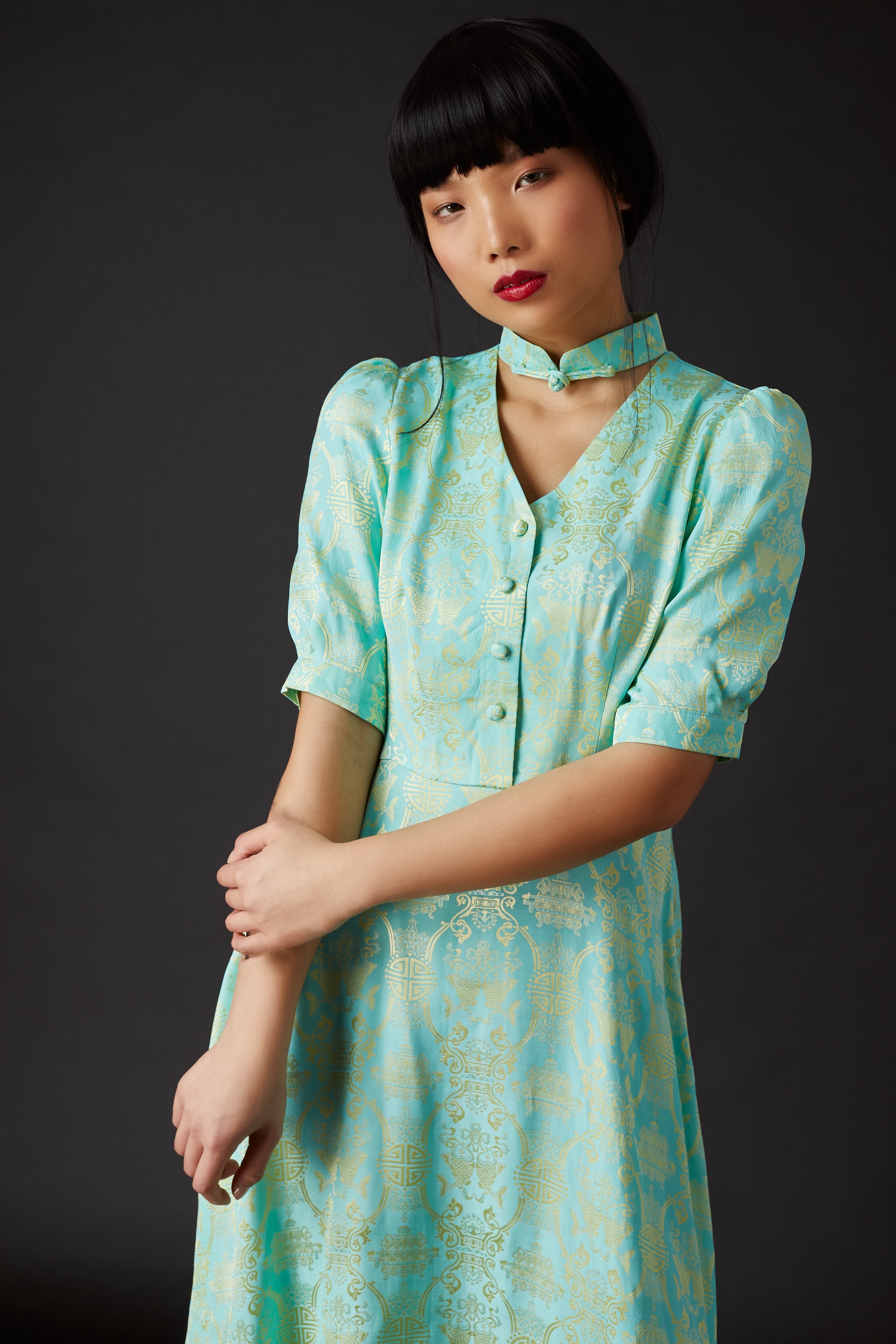 SKYLENCE - Lily Tea Dress Green