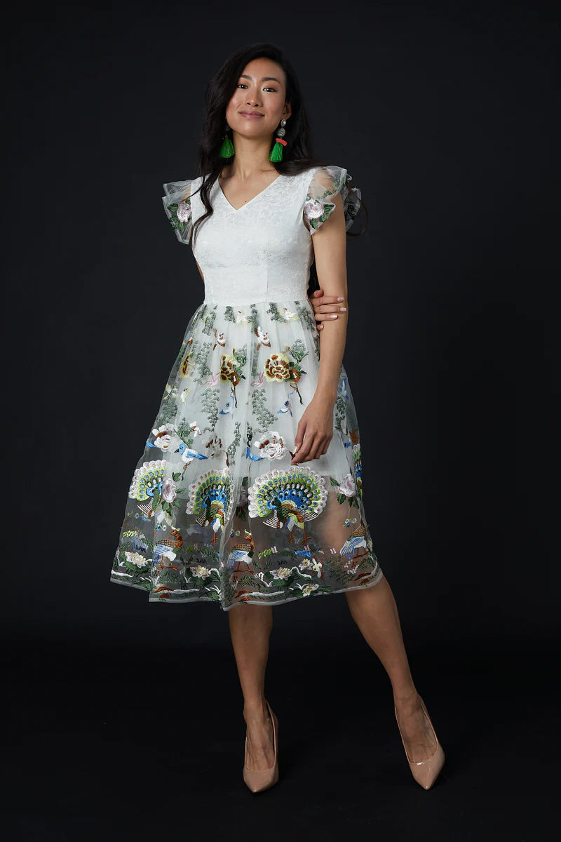 SKYLENCE - Short-Sleeved Qiaochu EMB Dress