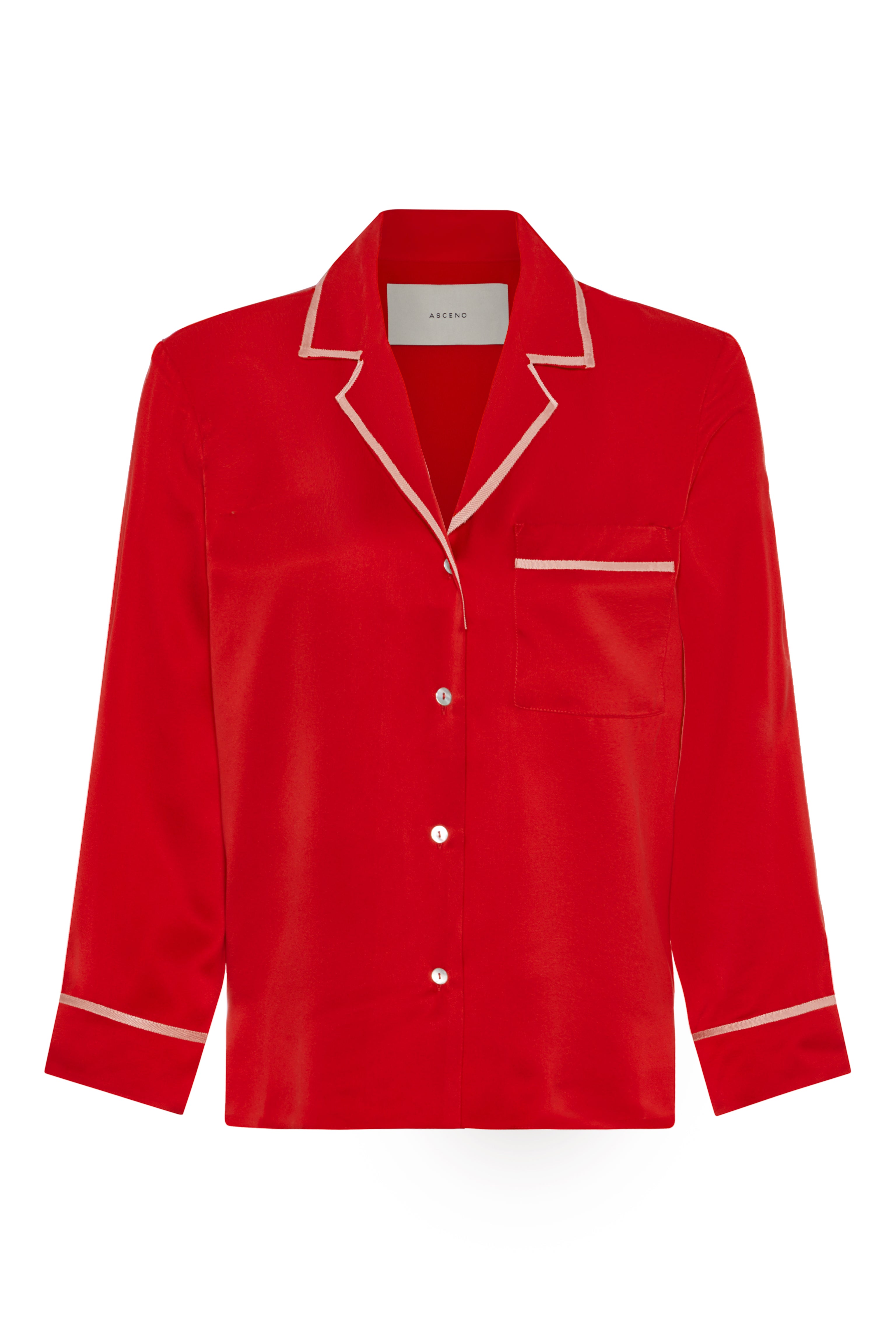 Sydney Cherry Silk Cropped Pyjama Shirt