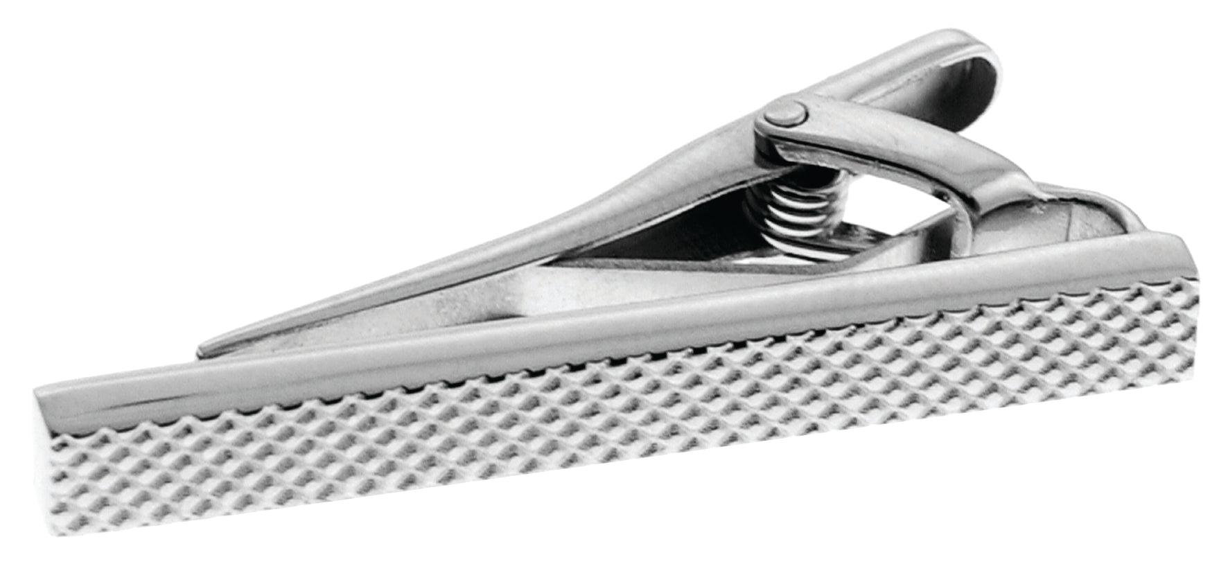 Diamond Textured Silver Tie Clip - 40mm