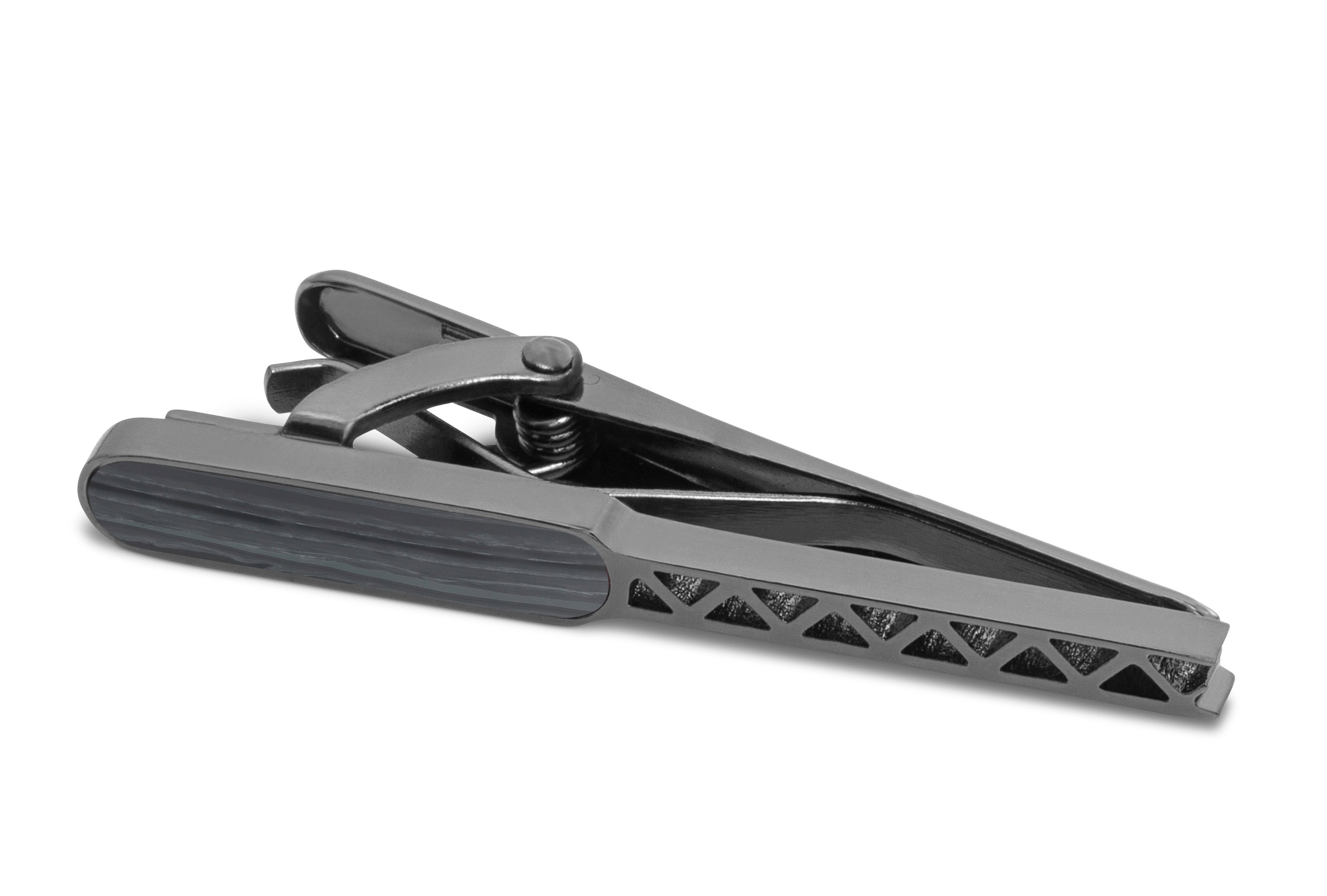 Tateossian Black IP stainless steel RT Elements tie clip with hematite